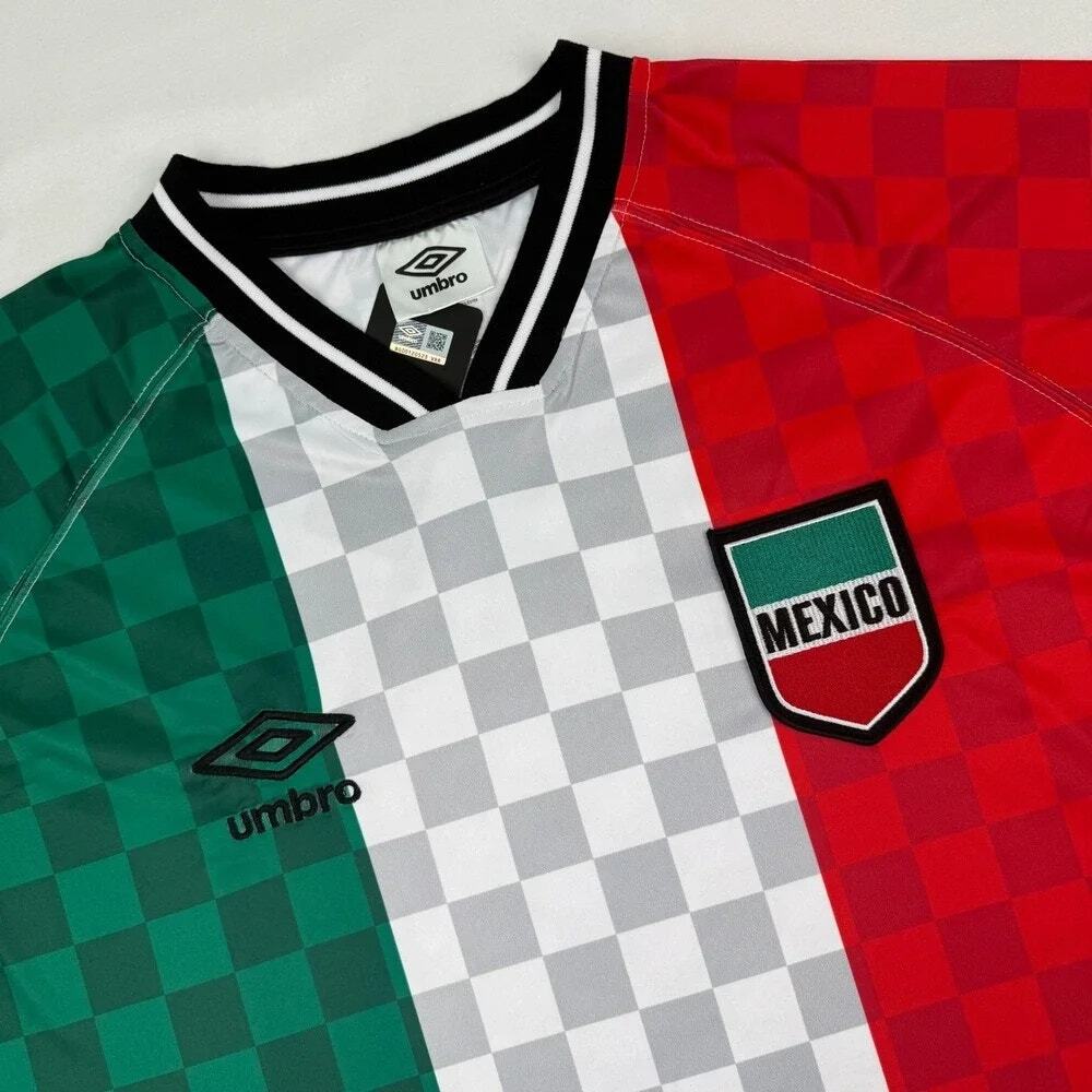 Umbro Mexico Soccer Men XL/2XL Oversized Green White Checkered Football Shirt